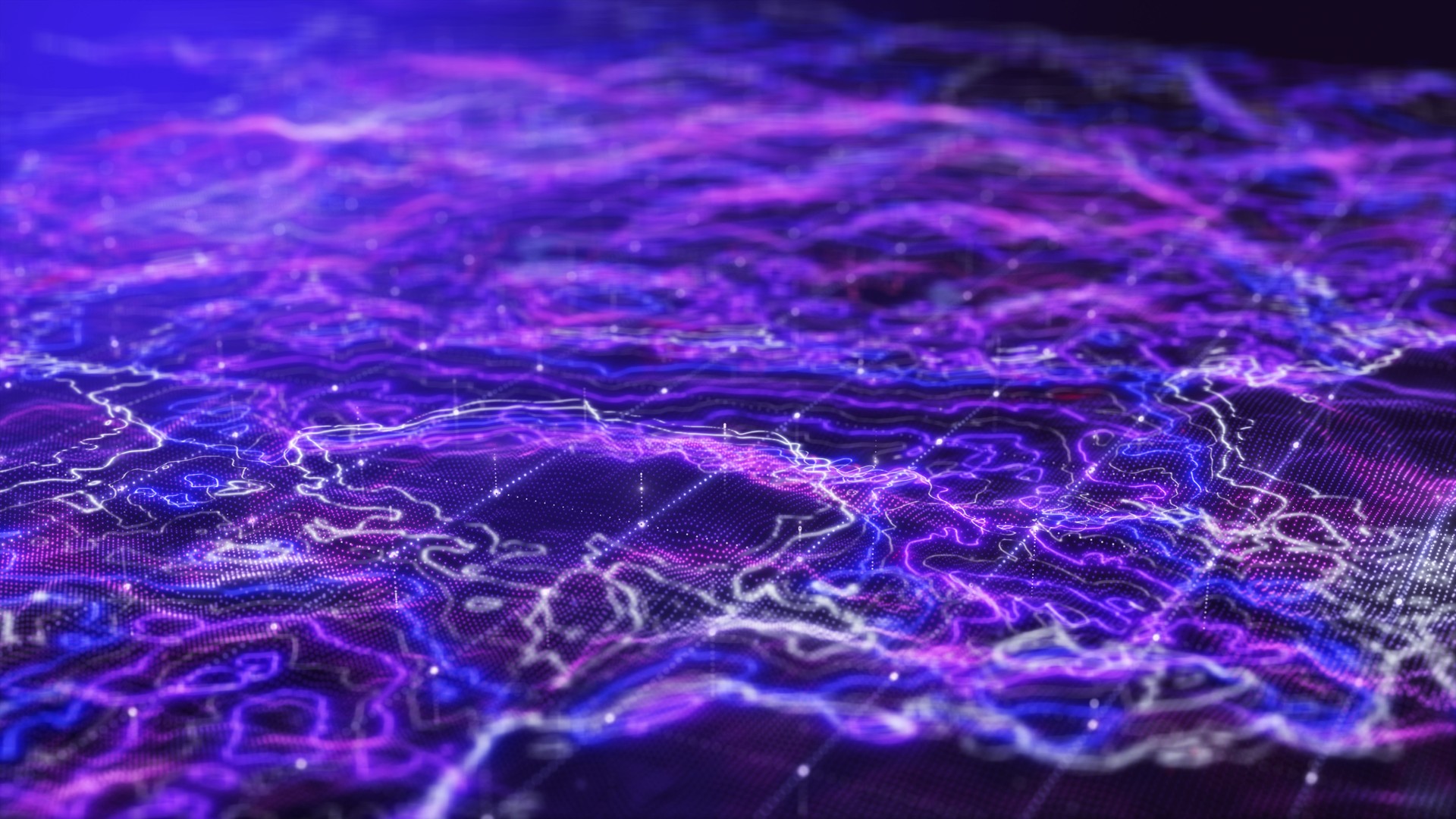 Top view glow pink purple blue digital landscape. 3D Rendering.